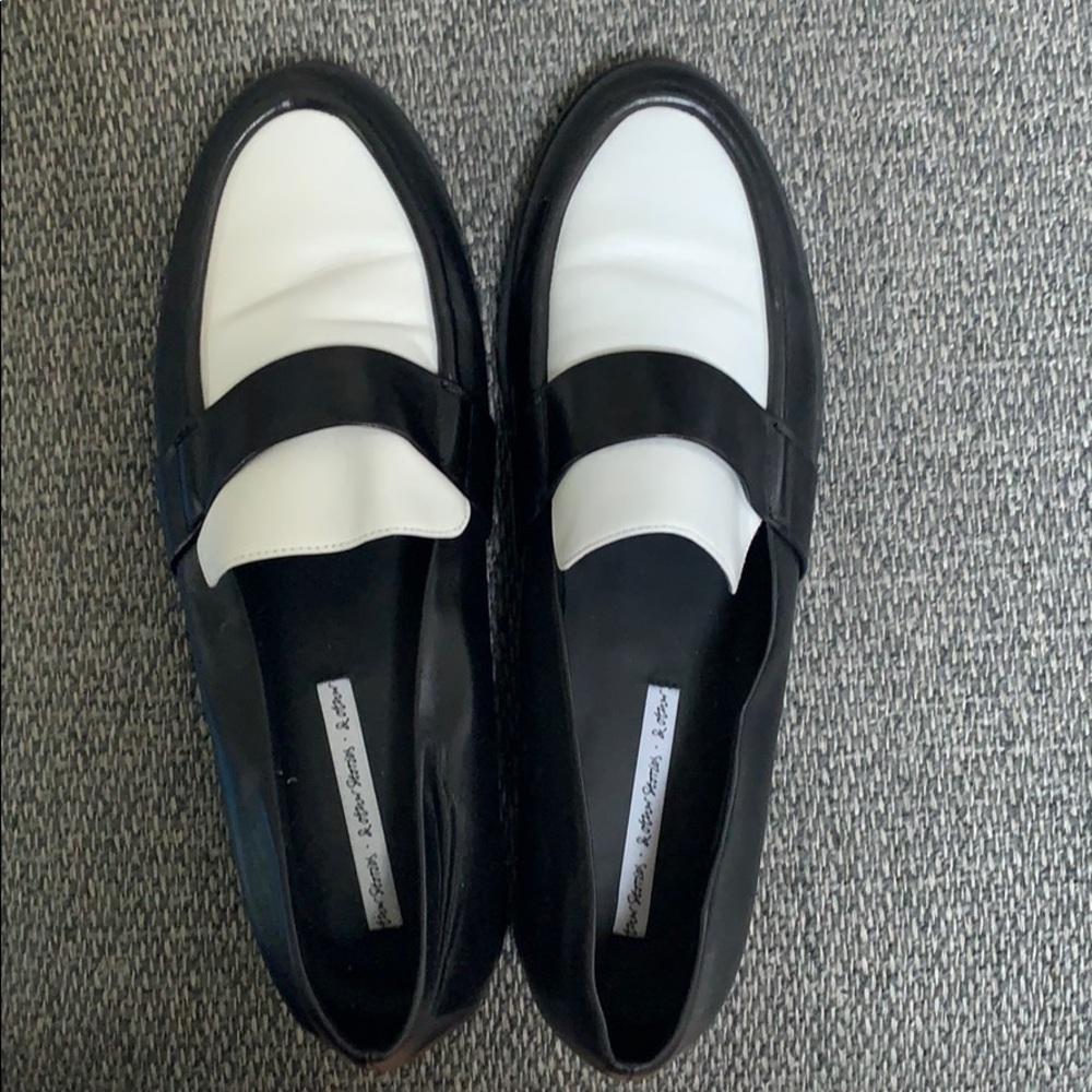 Black and white loafers